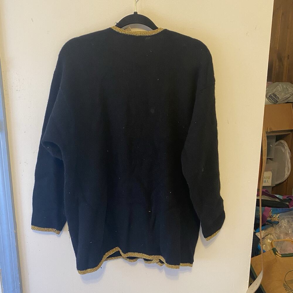 VTG Women L Claiborne WoolAngora Cardigan Sweater Striped Grunge Preppy OldMoney - Picture 8 of 9